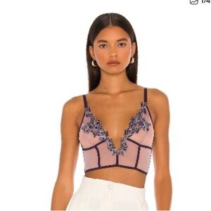 Thistle & Spire Meadow Bralette Sheer Mesh Bralette Purple Lace Strappy Large